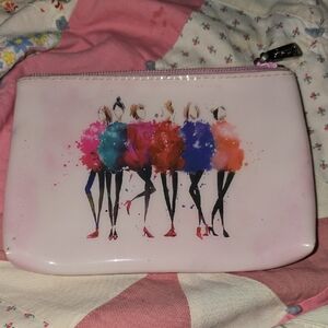 Pink Fashion Illustration Cosmetic Bag with Colorful Dress Art